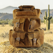 Vintage Full Grain Leather Multi-Pocket Backpack | Genuine Leather Travel Laptop Backpack | Handmade Rucksack