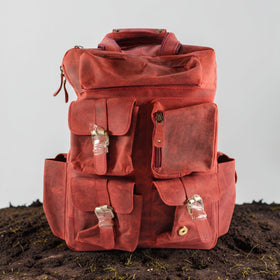 Vintage Full Grain Leather Multi-Pocket Backpack | Handmade Travel, Laptop & Everyday Rucksack