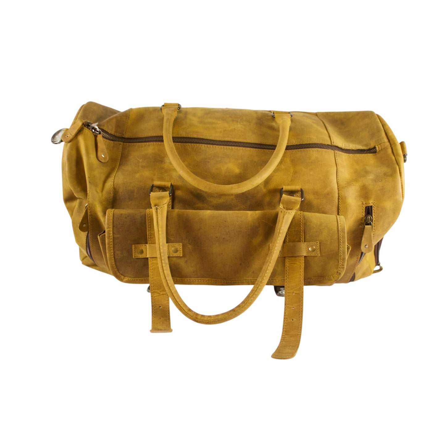 Forest Green Leather Duffle Bag for Men & Women | Handmade Full Grain Weekender Travel Bag