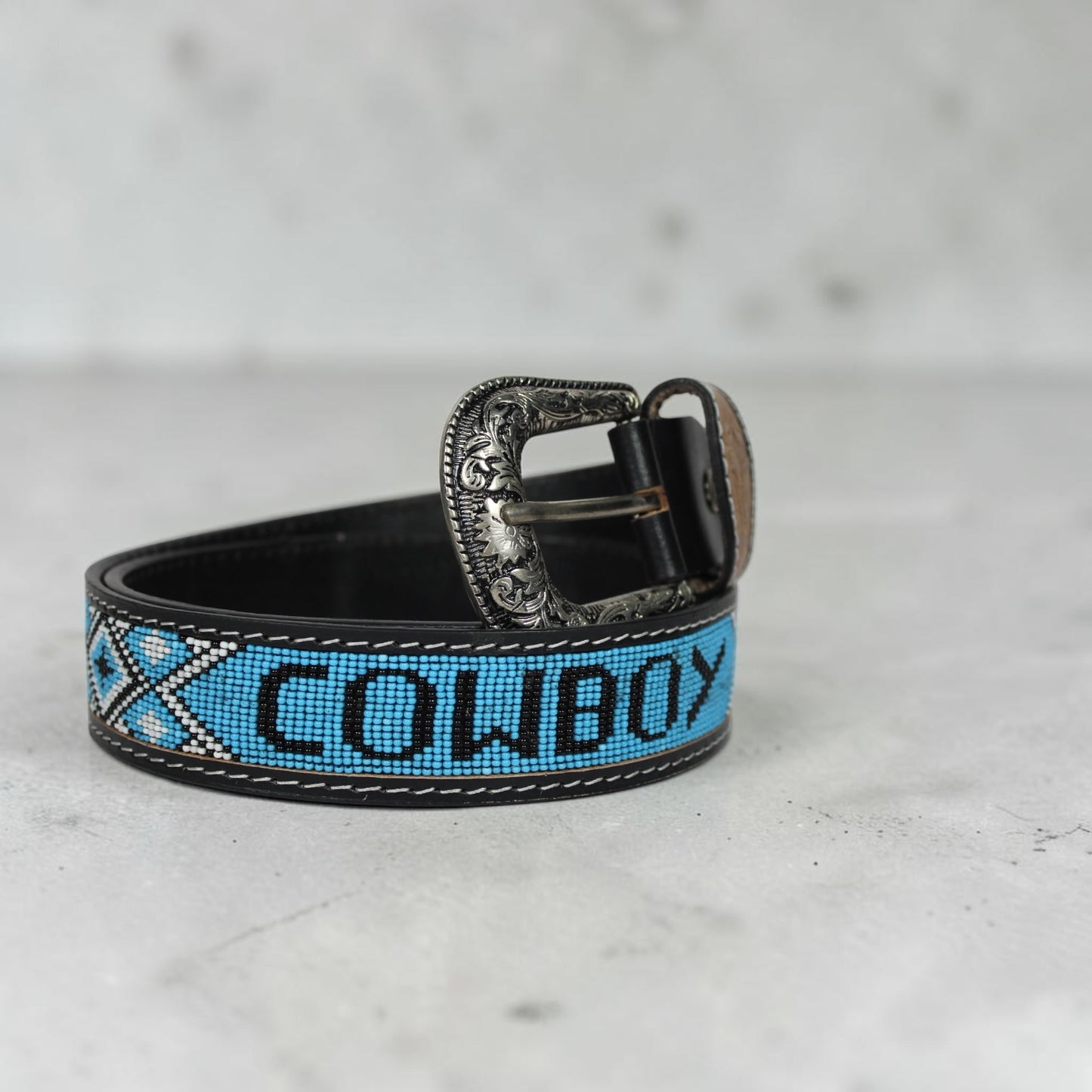 Handmade Western Cowboy Beaded Leather Belt
