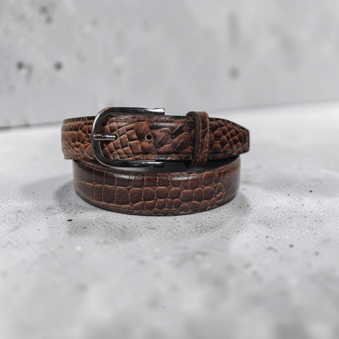 Premium Handmade Crocodile Embossed Leather Belt