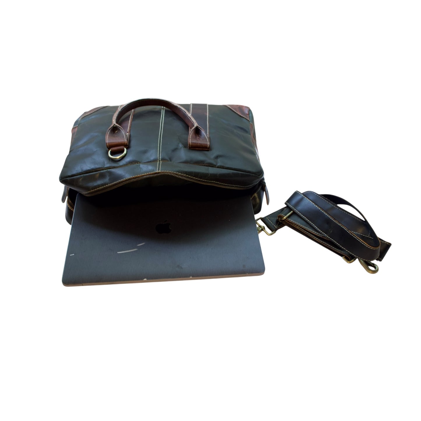 Vintage Full Grain Leather Laptop Messenger Bag – 15.6” Business Briefcase with Adjustable Shoulder Strap – Handmade Office Bag