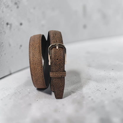 Men’s Pebbled Full Grain Leather Belt – Handmade Genuine Leather Casual & Dress Belt | Brown | 1.5” Width | Bufflet Leather
