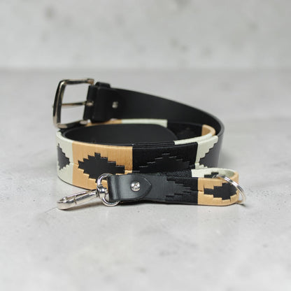 Western Embroidered Leather Belt | Beige Ivory Black | Bufflet Leather