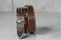 Handcrafted Tooled Leather Belt for Men | Brown Genuine Leather Western Belt | Embossed Zigzag Pattern