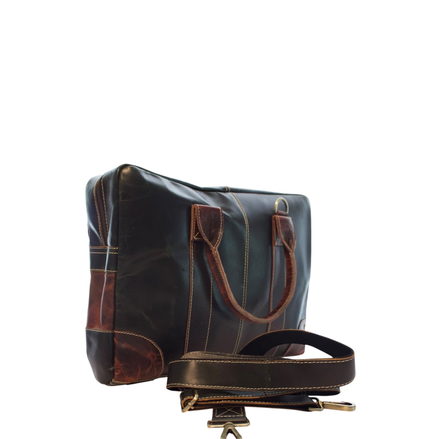 Vintage Full Grain Leather Laptop Messenger Bag – 15.6” Business Briefcase with Adjustable Shoulder Strap – Handmade Office Bag