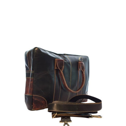 Vintage Full Grain Leather Laptop Messenger Bag – 15.6” Business Briefcase with Adjustable Shoulder Strap – Handmade Office Bag