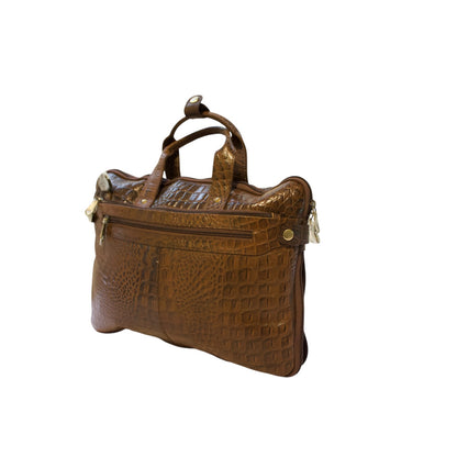 Vintage Crocodile Leather Laptop Briefcase | Genuine Leather Messenger Bag