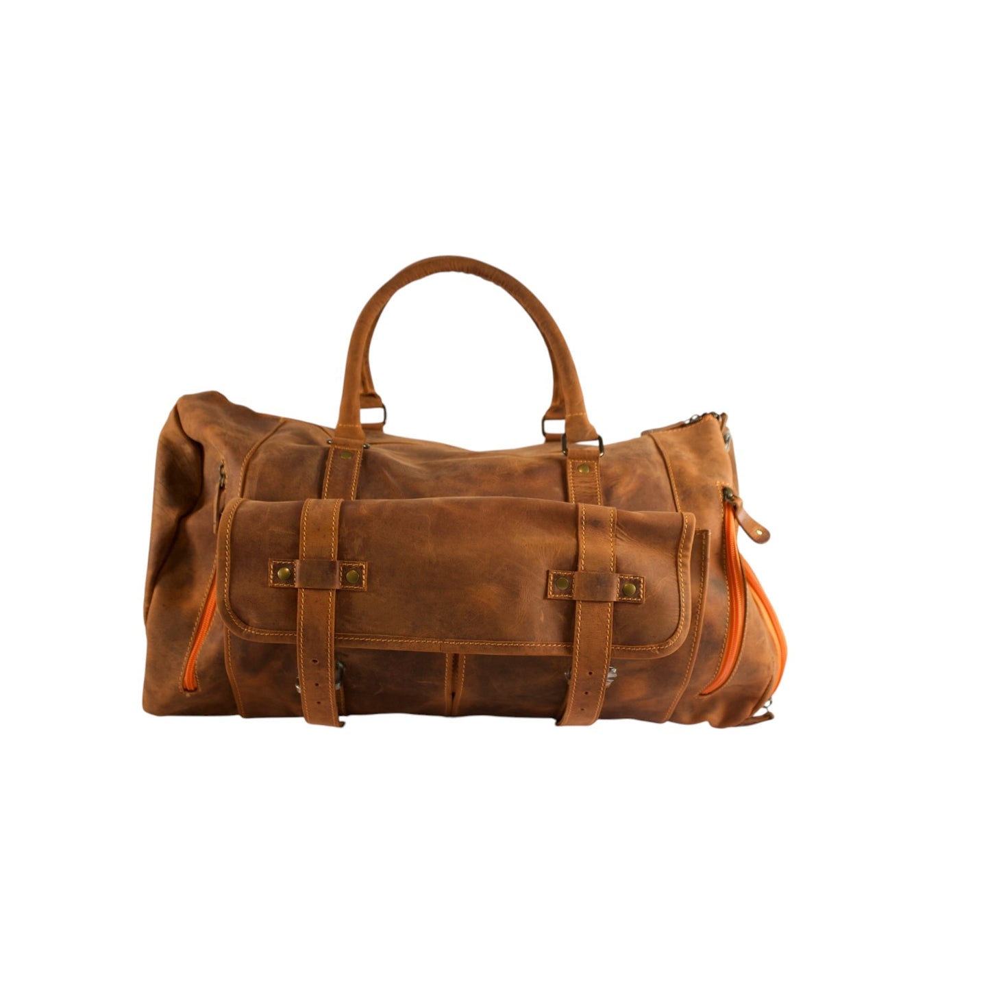Forest Green Leather Duffle Bag for Men & Women | Handmade Full Grain Weekender Travel Bag