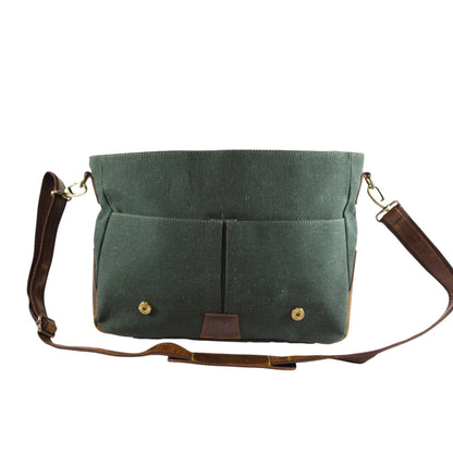Vintage Leather Messenger Bag for Men – Full Grain Leather & Canvas Laptop Briefcase | Bufflet Leather