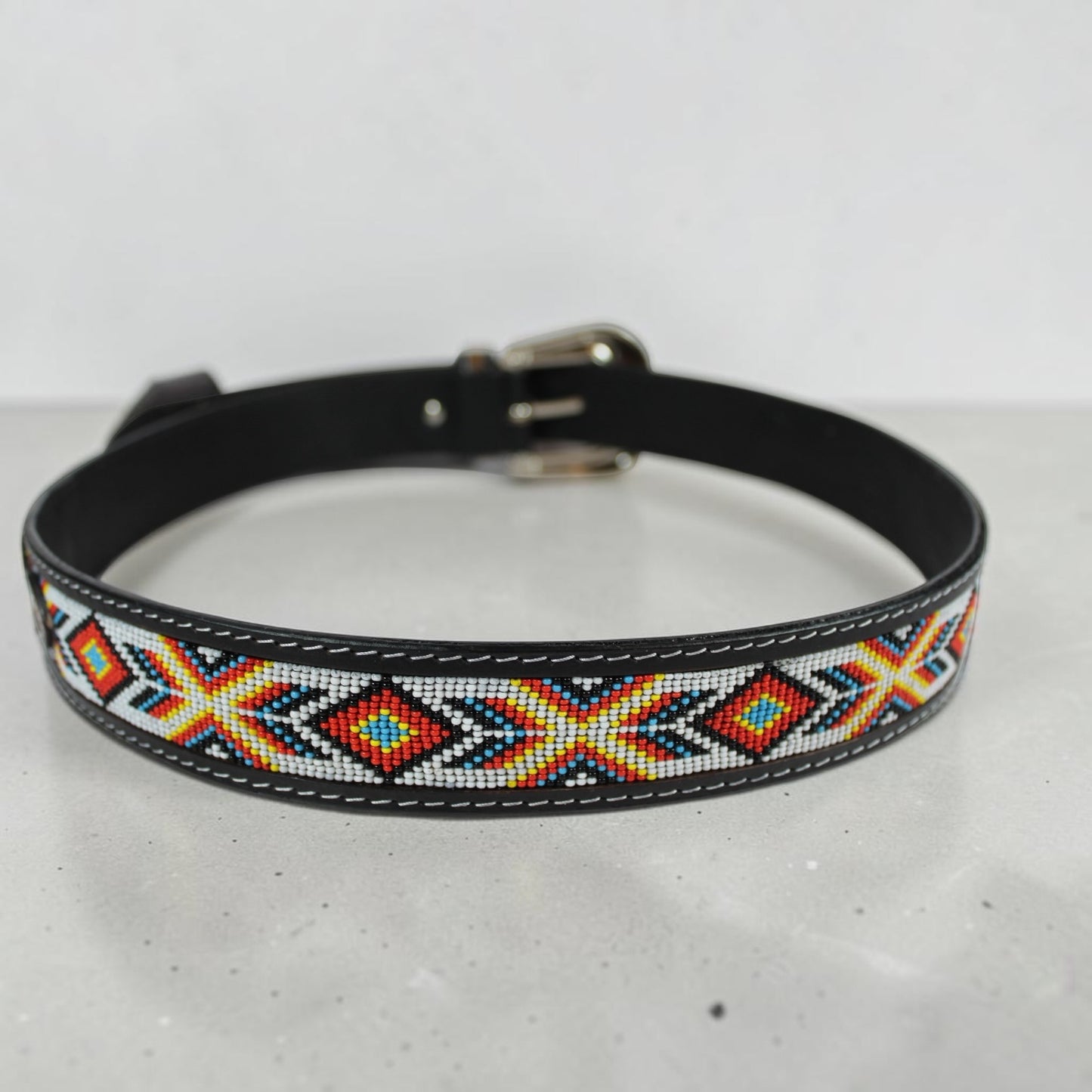 Handmade Sunflower Beaded Leather Belt