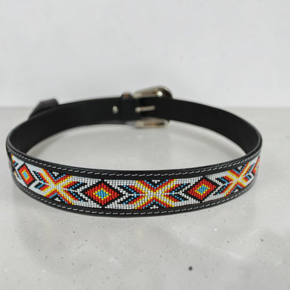 Handmade Sunflower Beaded Leather Belt