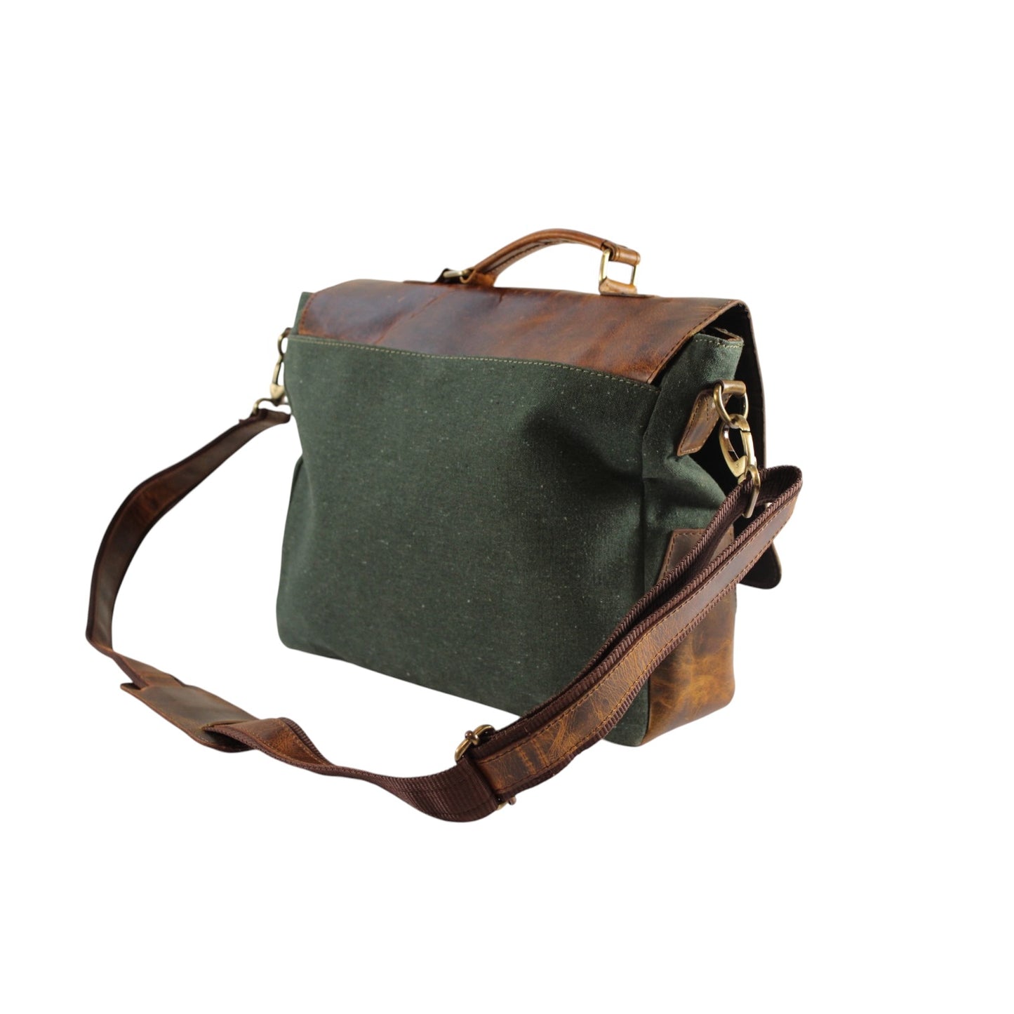 Vintage Leather Messenger Bag for Men – Full Grain Leather & Canvas Laptop Briefcase | Bufflet Leather