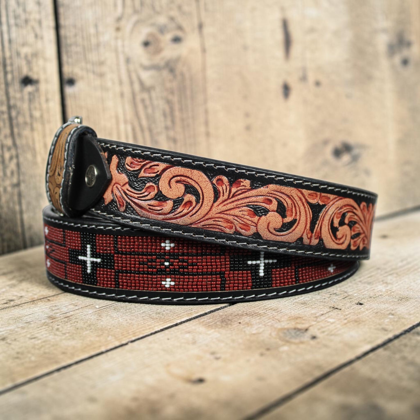 Black & Red Beaded Belt