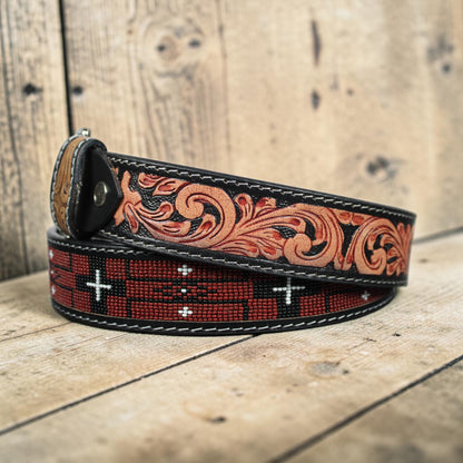 Black & Red Beaded Belt