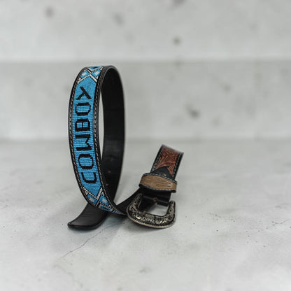 Handmade Western Cowboy Beaded Leather Belt