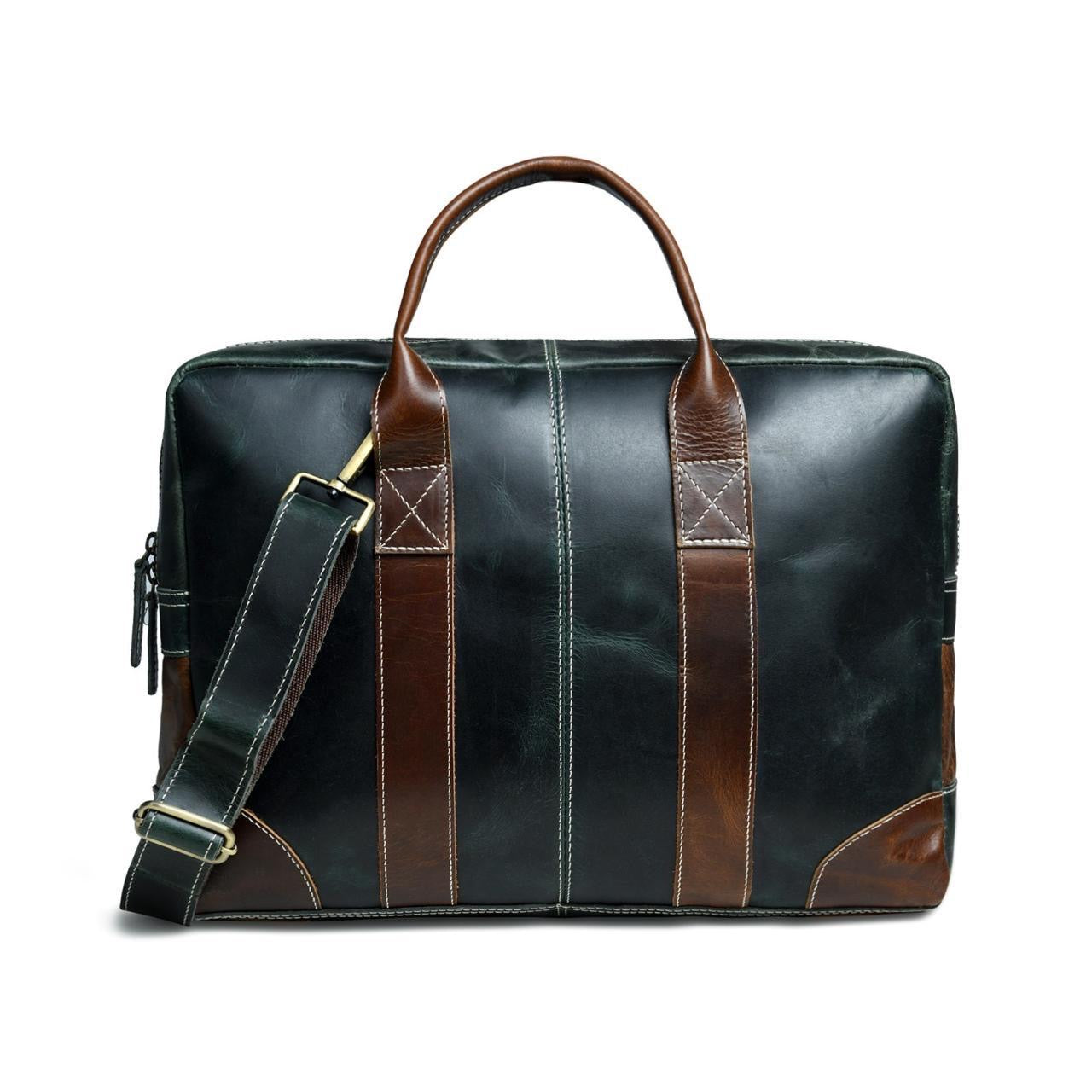 Vintage Full Grain Leather Laptop Messenger Bag – 15.6” Business Briefcase with Adjustable Shoulder Strap – Handmade Office Bag