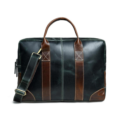 Vintage Full Grain Leather Laptop Messenger Bag – 15.6” Business Briefcase with Adjustable Shoulder Strap – Handmade Office Bag