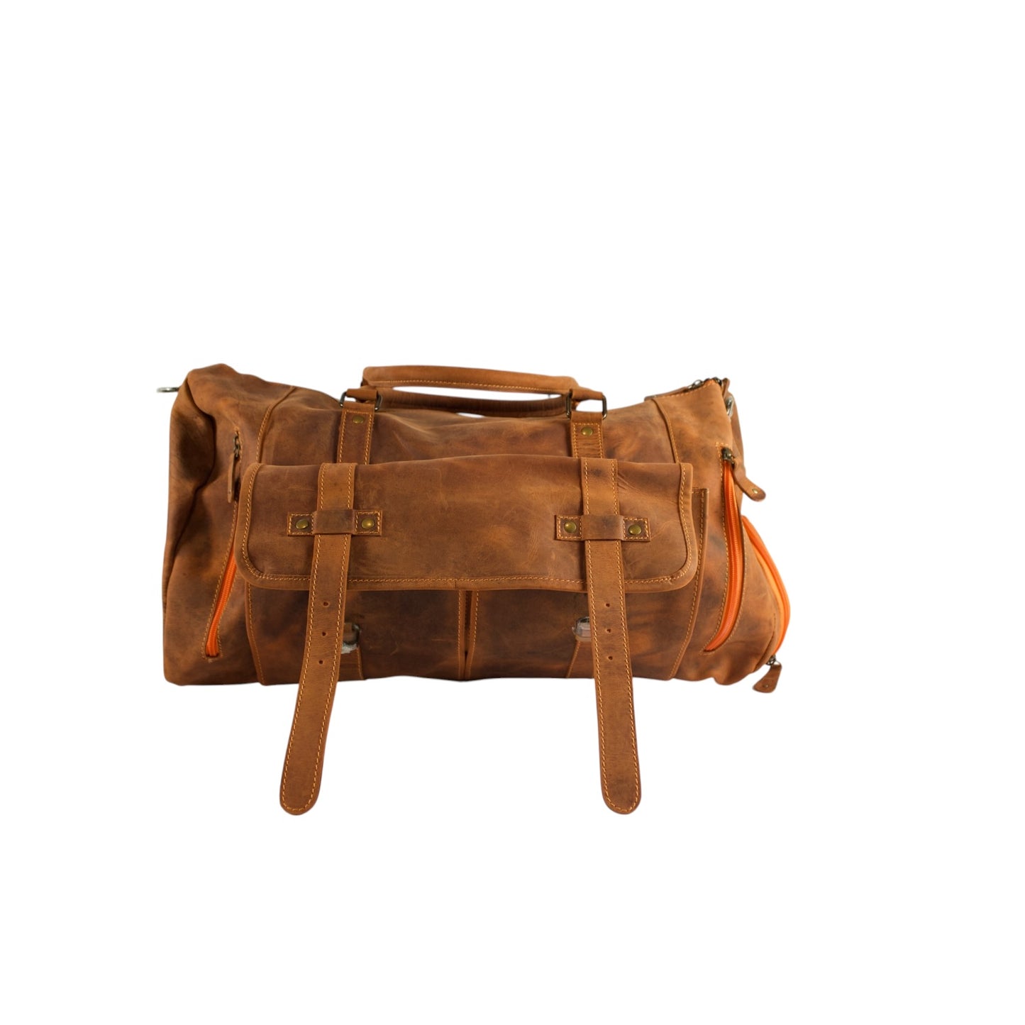 Forest Green Leather Duffle Bag for Men & Women | Handmade Full Grain Weekender Travel Bag