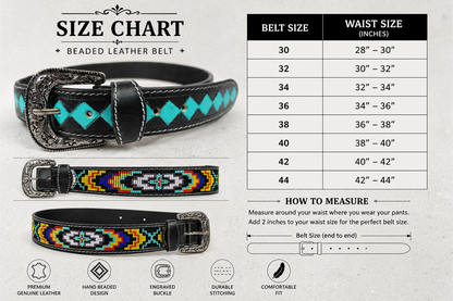 Turquoise Diamond Tooled Leather Belt