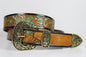 Handcrafted Floral Tooled Leather Belt with Antique Brass Buckle