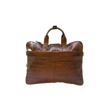 Vintage Crocodile Leather Laptop Briefcase | Genuine Leather Messenger Bag