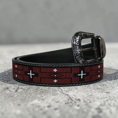 Black & Red Beaded Belt