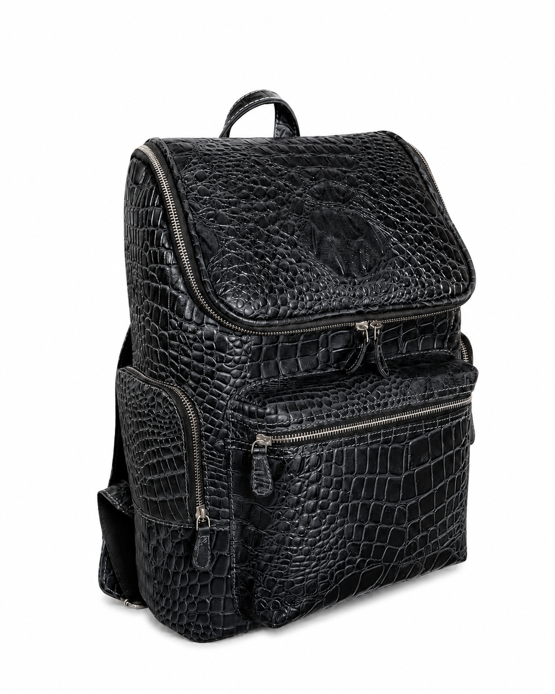 Crocodile Embossed Leather Backpack