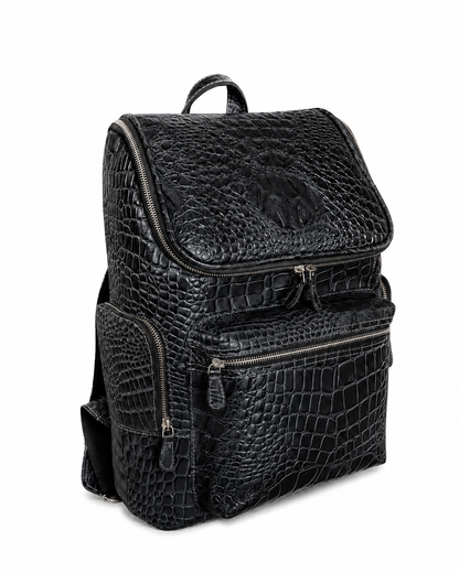Crocodile Embossed Leather Backpack