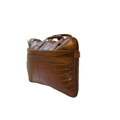 Vintage Crocodile Leather Laptop Briefcase | Genuine Leather Messenger Bag