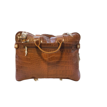 Vintage Crocodile Leather Laptop Briefcase | Genuine Leather Messenger Bag
