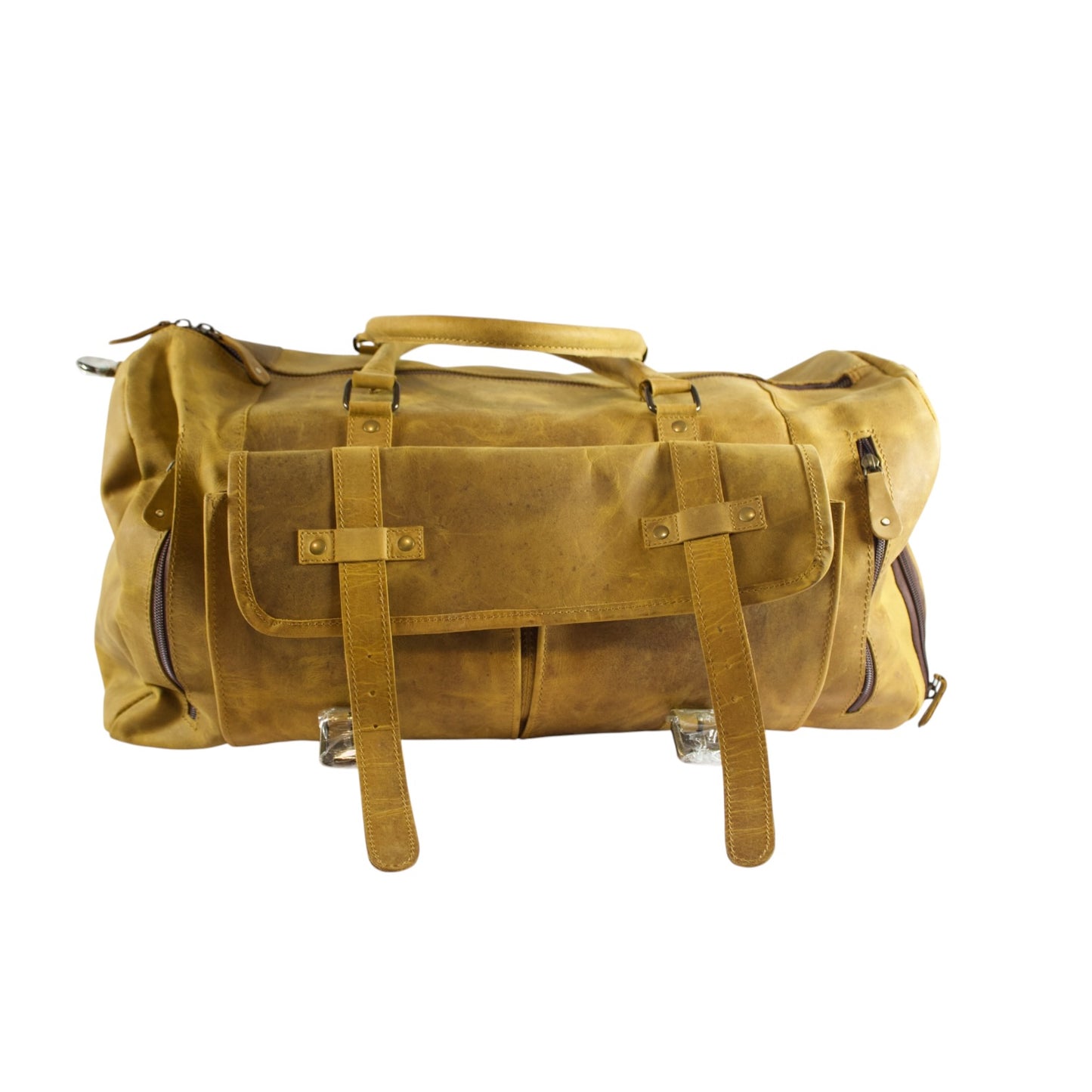 Forest Green Leather Duffle Bag for Men & Women | Handmade Full Grain Weekender Travel Bag