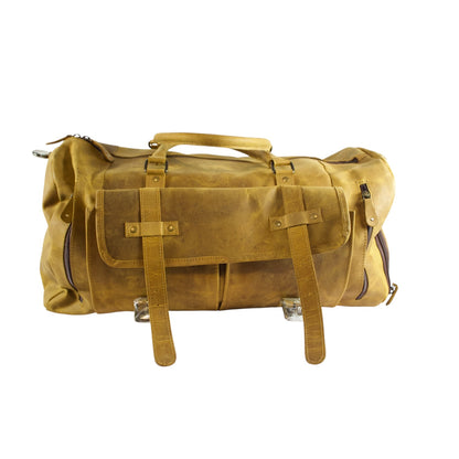 Forest Green Leather Duffle Bag for Men & Women | Handmade Full Grain Weekender Travel Bag