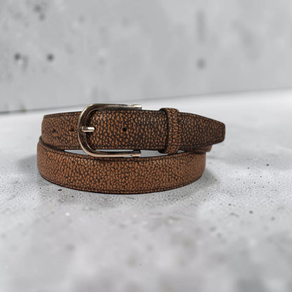 Men’s Pebbled Full Grain Leather Belt – Handmade Genuine Leather Casual & Dress Belt | Brown | 1.5” Width | Bufflet Leather