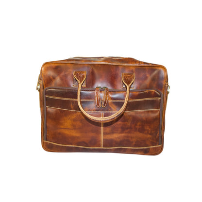 Vintage Full Grain Leather Laptop Messenger Bag – 15.6” Business Briefcase with Adjustable Shoulder Strap – Handmade Office Bag