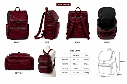 Crocodile Embossed Leather Backpack