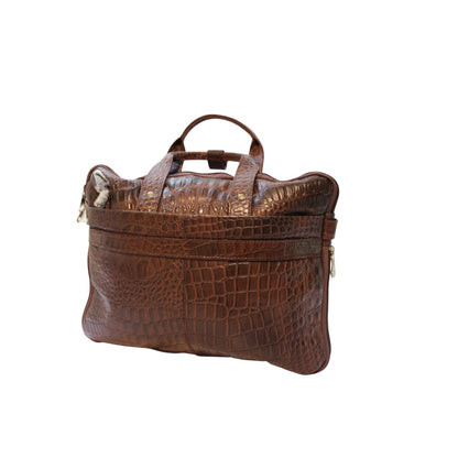 Vintage Crocodile Leather Laptop Briefcase | Genuine Leather Messenger Bag