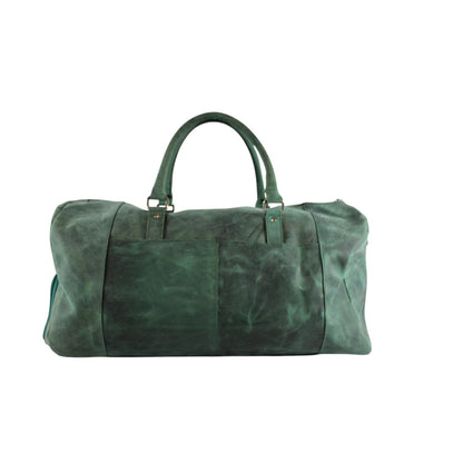 Forest Green Leather Duffle Bag for Men & Women | Handmade Full Grain Weekender Travel Bag