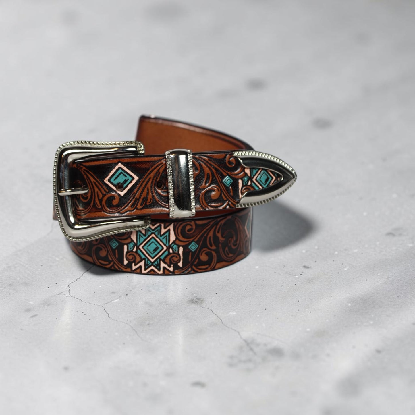 Southwestern Hand Tooled Leather Belt | Bufflet Leather