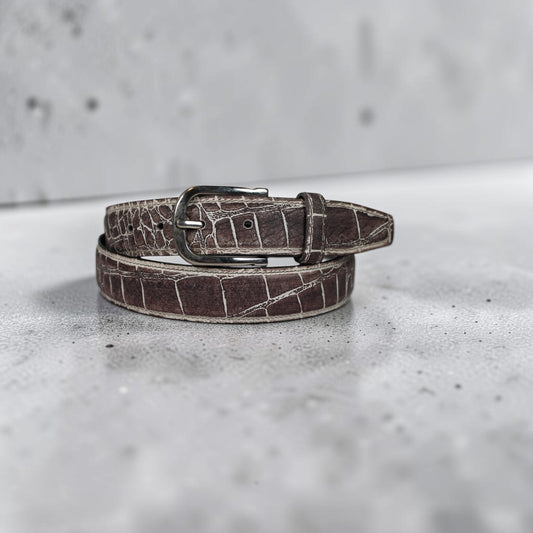 Men’s Crocodile Embossed Leather Belt | Bufflet Leather