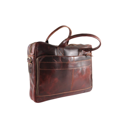 Vintage Full Grain Leather Laptop Messenger Bag – 15.6” Business Briefcase with Adjustable Shoulder Strap – Handmade Office Bag