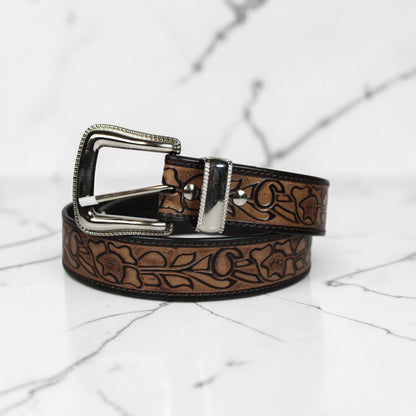 Hand Tooled Floral Leather Belt | Bufflet Leather