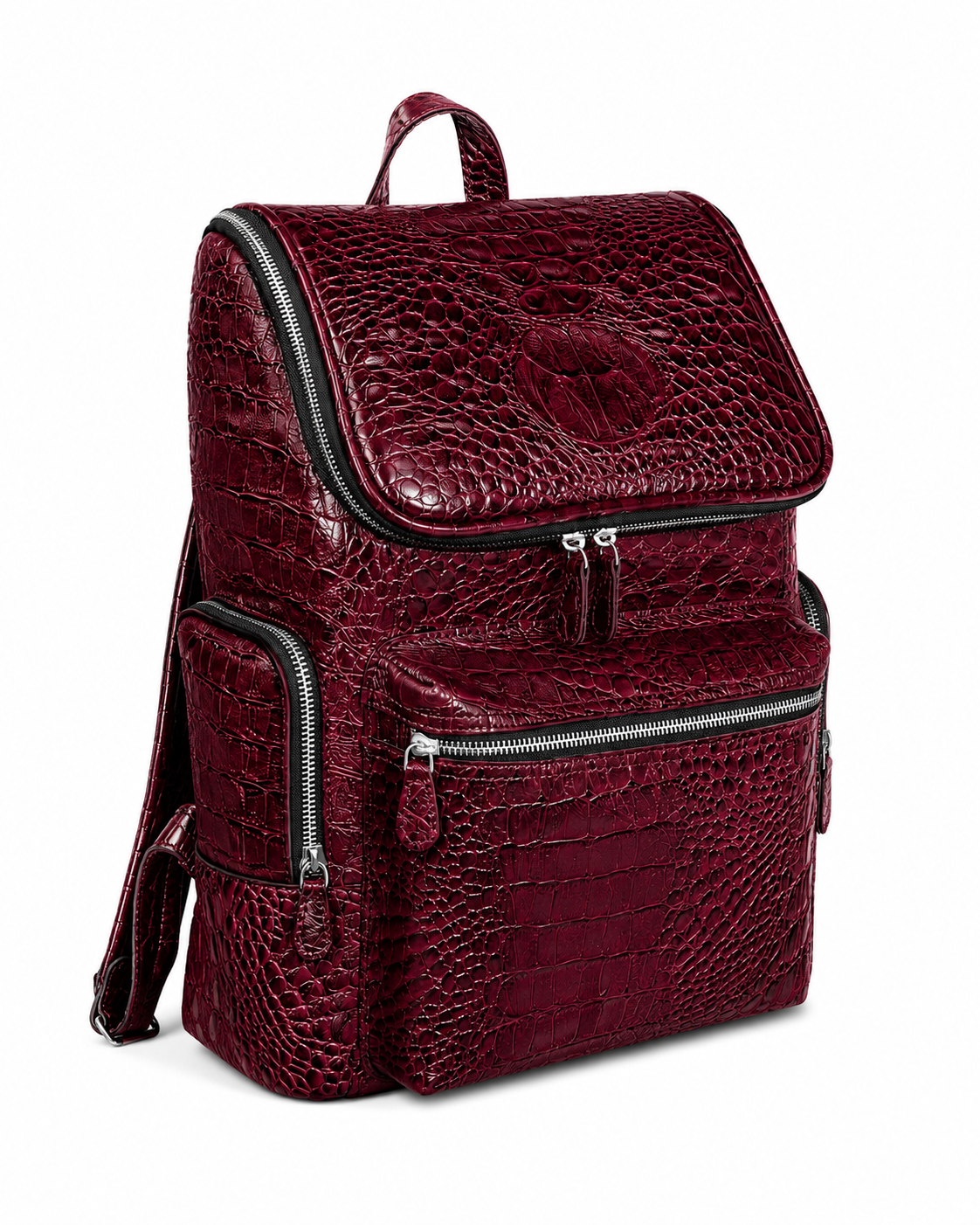 Crocodile Embossed Leather Backpack