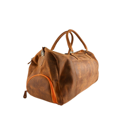 Forest Green Leather Duffle Bag for Men & Women | Handmade Full Grain Weekender Travel Bag