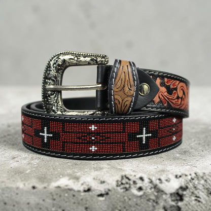 Black & Red Beaded Belt