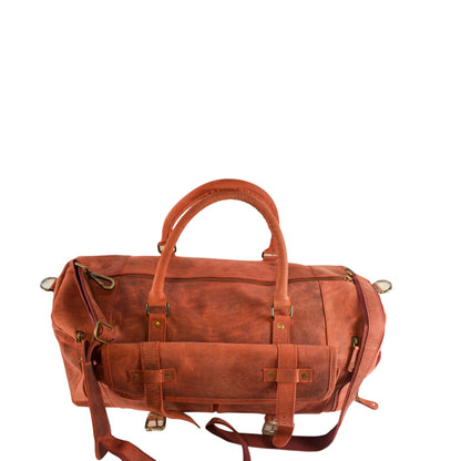 Forest Green Leather Duffle Bag for Men & Women | Handmade Full Grain Weekender Travel Bag