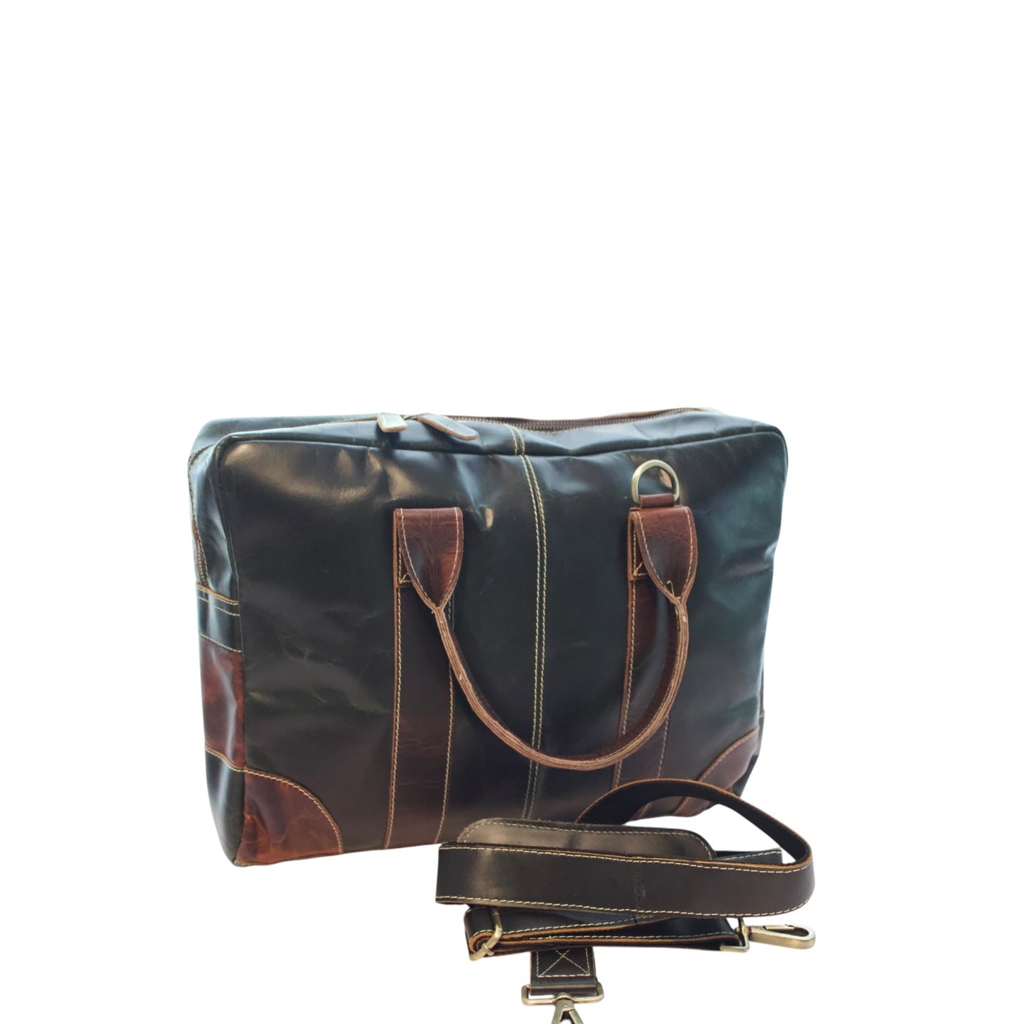 Vintage Full Grain Leather Laptop Messenger Bag – 15.6” Business Briefcase with Adjustable Shoulder Strap – Handmade Office Bag