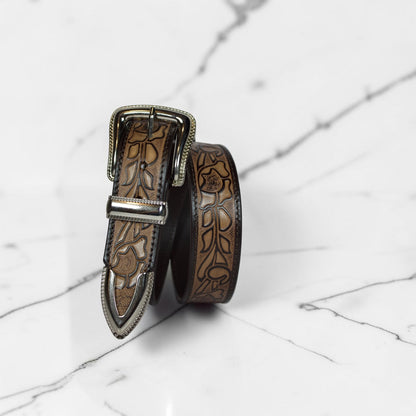 Hand Tooled Floral Leather Belt | Bufflet Leather