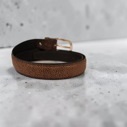 Men’s Pebbled Full Grain Leather Belt – Handmade Genuine Leather Casual & Dress Belt | Brown | 1.5” Width | Bufflet Leather
