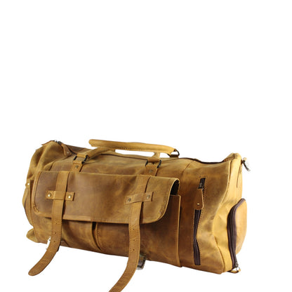 Forest Green Leather Duffle Bag for Men & Women | Handmade Full Grain Weekender Travel Bag